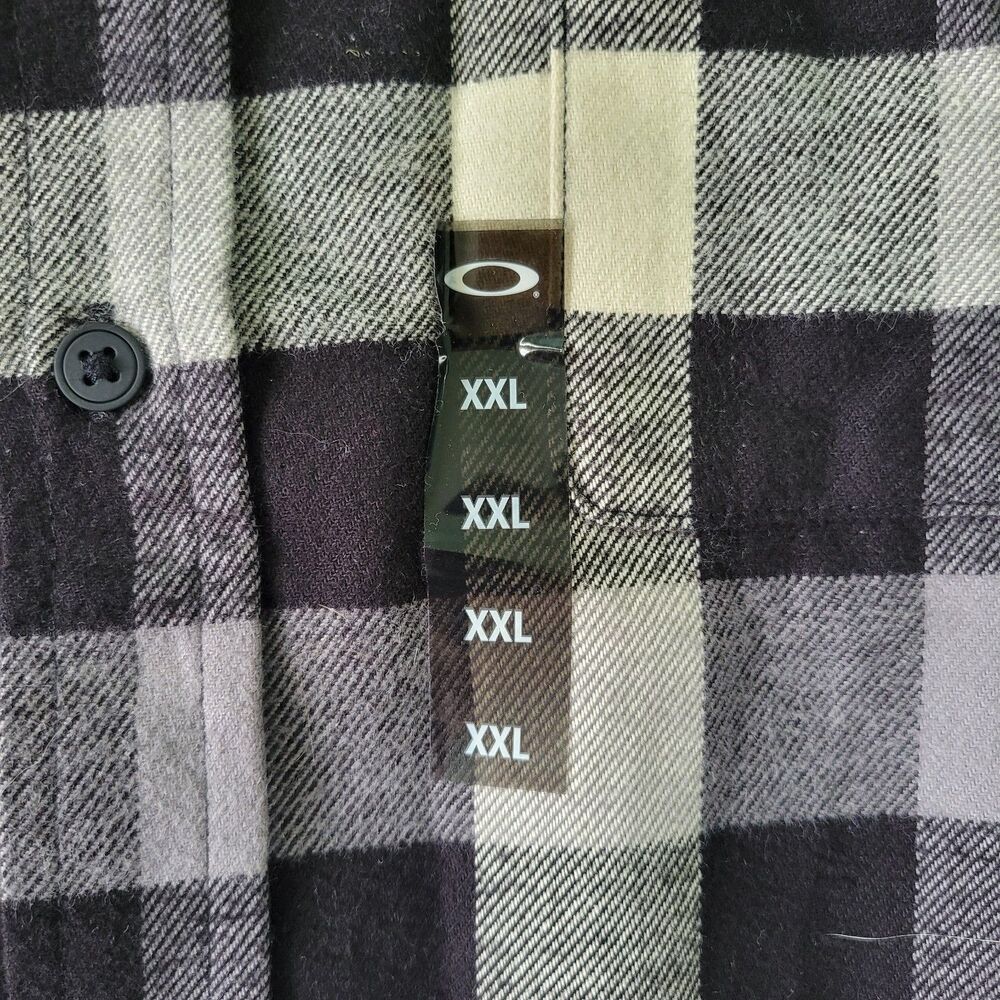 Oakley Icon Flannel Shirt Mens Black Plaid Size 2XL Custom Fit NEW - Picture 5 of 10